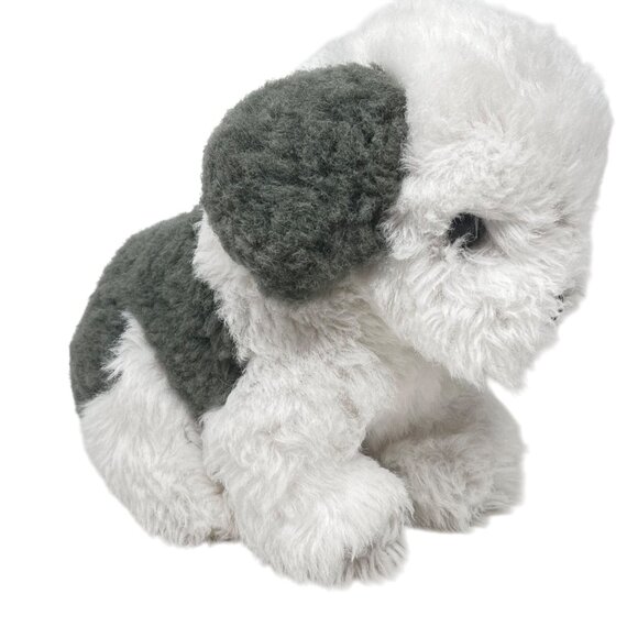 Trudi Italy White Gray Sheep‎ Dog Sheepdog Stuffed Plush Textured Coat 9" Tall - Picture 2 of 8